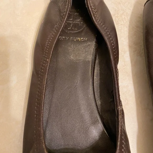 Tory Burch Brown Leather Reva Ballet Flats Size 8 Brown - Picture 3 of 9